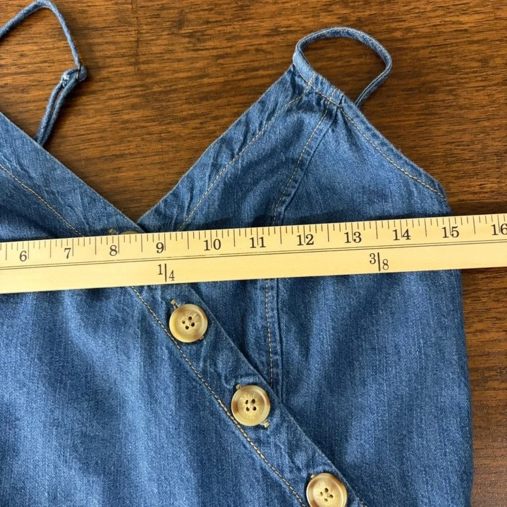Universal Thread Womens Denim Midi Dress Size S Blue Button Front Smocked Back